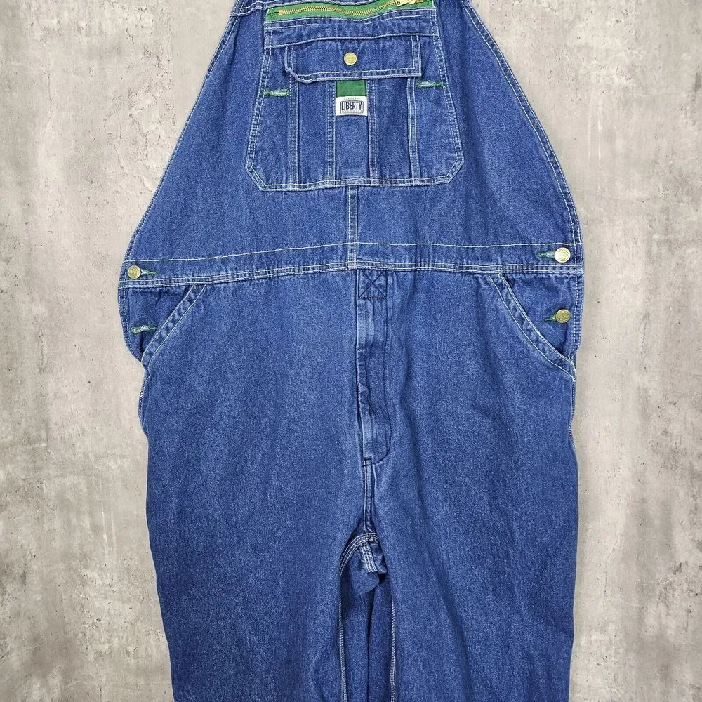 Liberty Bib Overalls Mens 46x30 Triple Stitched Denim Medium Wash Farmer Outdoor